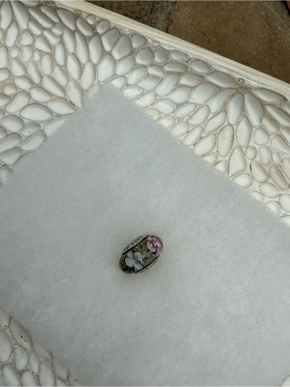 Authentic Pandora Pink Flower Murano Glass Flowers Moments glass bead Charm